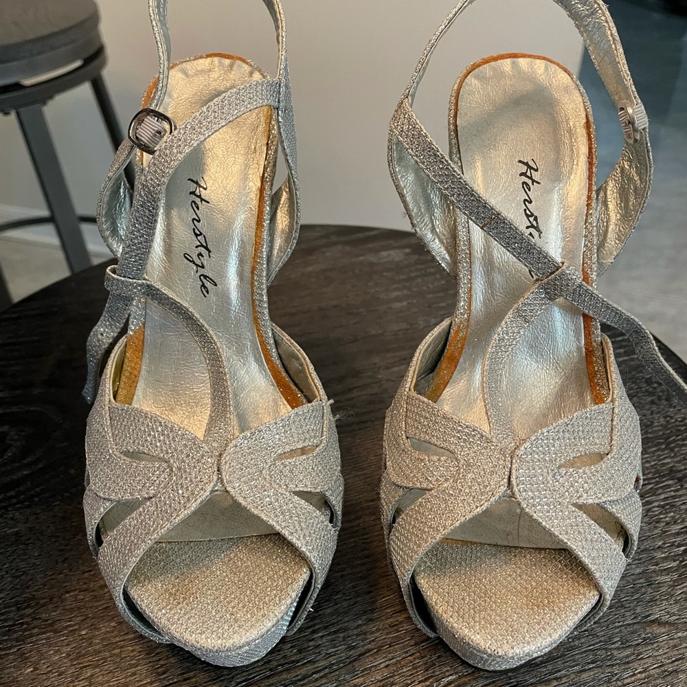 Silver Sparkle Platform Heels - image 2